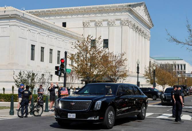 Whispers in the Supreme Court as Trump takes a front-row seat for oral arguments