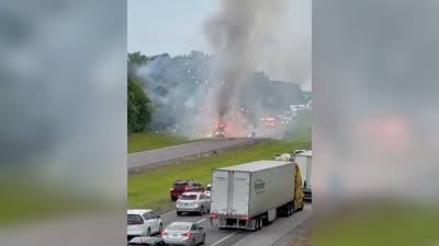 UPDATE: Truck cited for multiple hazardous materials violations after fireworks explode on I-75