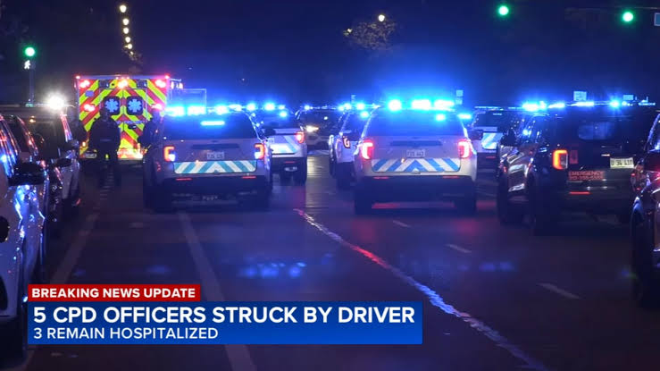 Chicago crime, today: 5 officers struck by car while dispersing crowd at Loomis Street and Roosevelt Road on Sunday, police say
