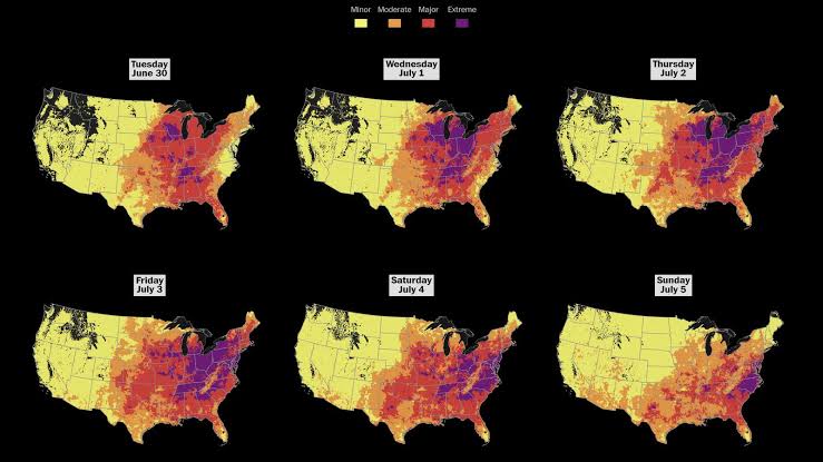 See where dangerous heat will envelop the Midwest and East this week