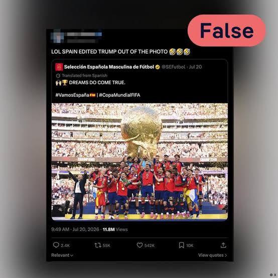 Fact check: Trump wasn't edited out of Spain World Cup photo