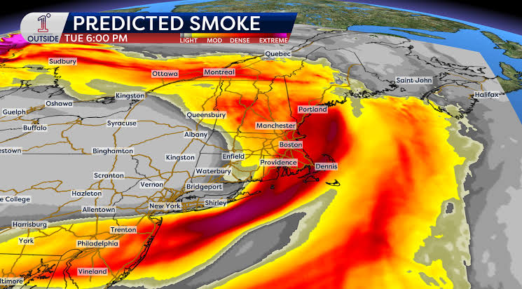 Canadian wildfire smoke is blowing into Boston. Here's what to know